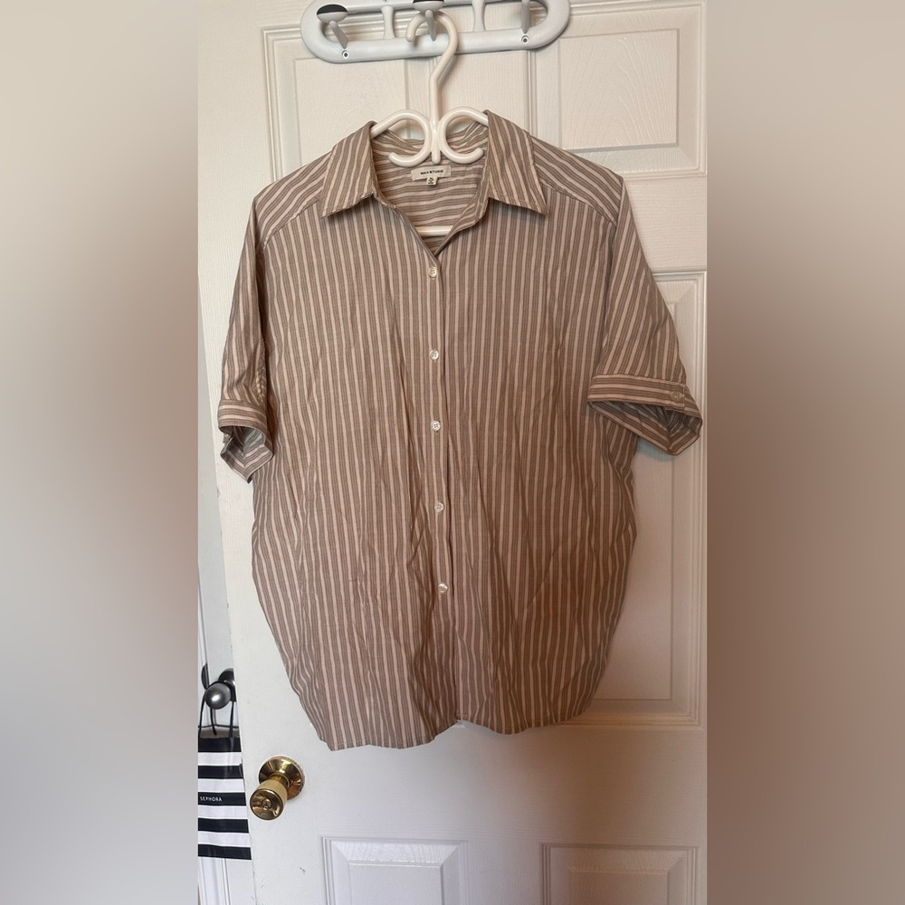 💙 Max Studio - Size Extra Large -  Brown Casual Button Down Shirt